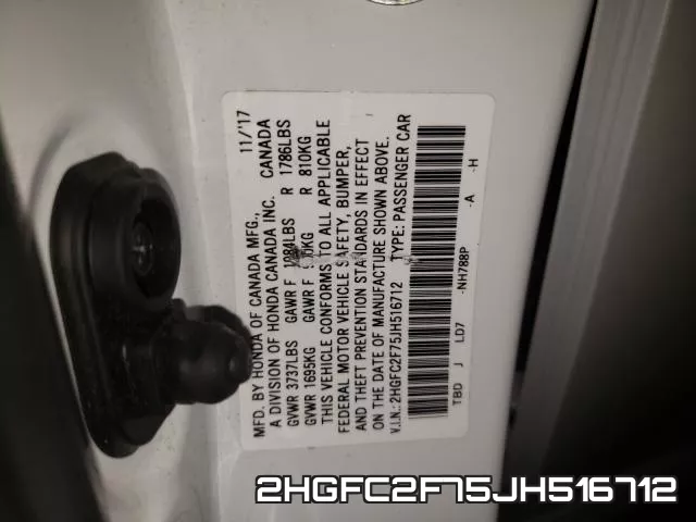 2HGFC2F75JH516712 фото 2