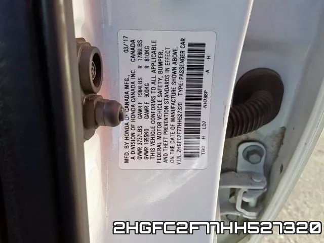 2HGFC2F77HH527320 фото 2
