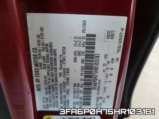 3FA6P0H75HR103181 фото 2