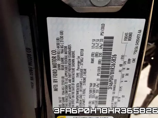 3FA6P0H78HR365826 фото 2