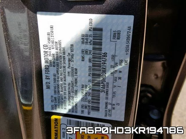 3FA6P0HD3KR194786 фото 2