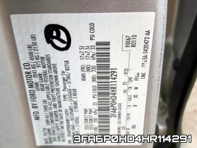 3FA6P0HD4HR114291 фото 2