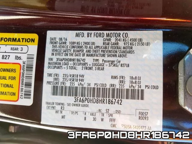 3FA6P0HD8HR186742 фото 2