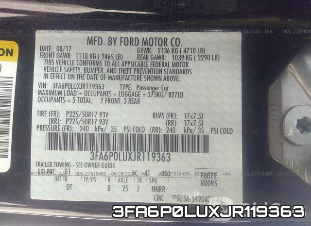 3FA6P0LUXJR119363 фото 10