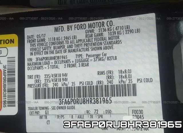 3FA6P0RU8HR381965 фото 10