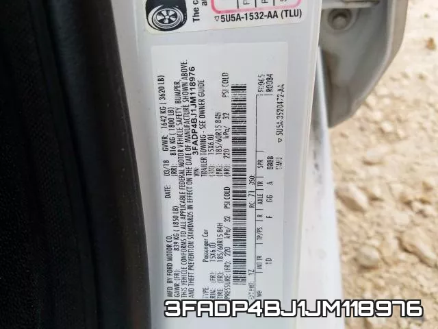3FADP4BJ1JM118976 фото 2