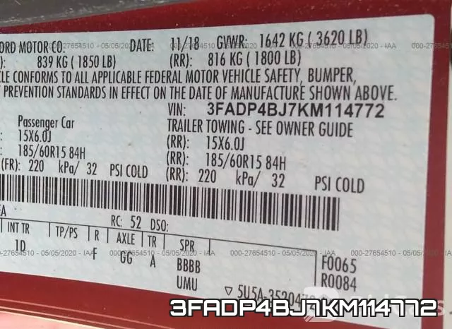3FADP4BJ7KM114772 фото 10