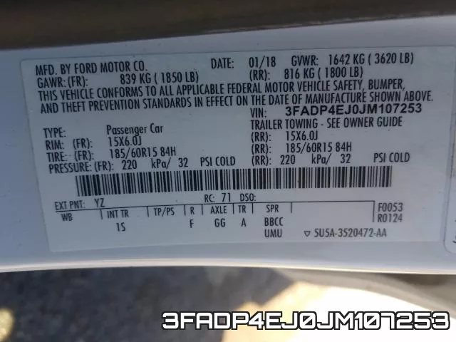 3FADP4EJ0JM107253 фото 2
