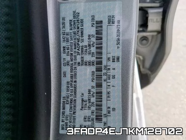 3FADP4EJ7KM128702 фото 2