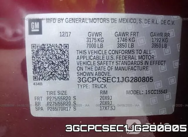 3GCPCSEC1JG280805 фото 10