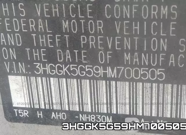 3HGGK5G59HM700505 фото 9