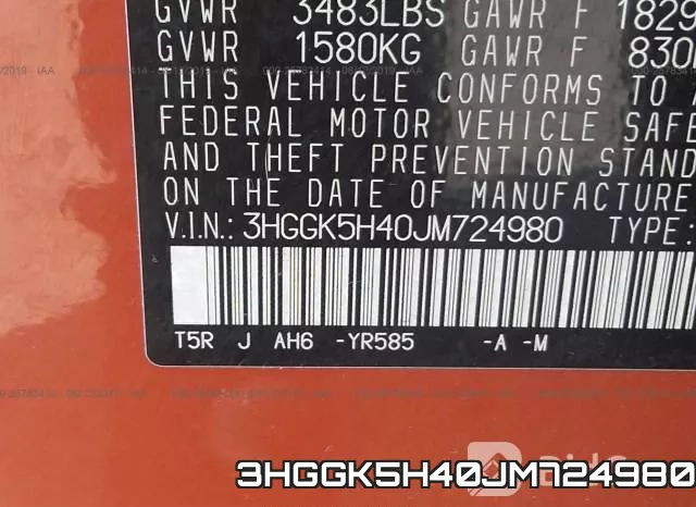 3HGGK5H40JM724980 фото 10