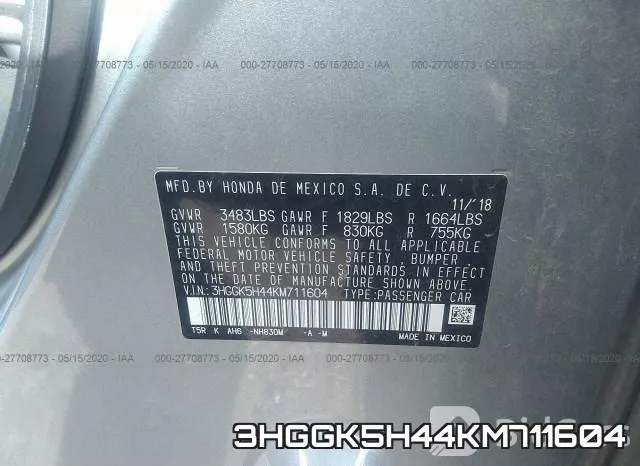 3HGGK5H44KM711604 фото 10