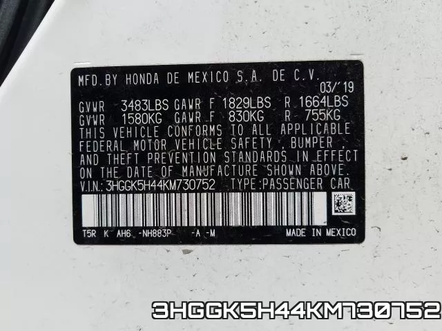 3HGGK5H44KM730752 фото 2