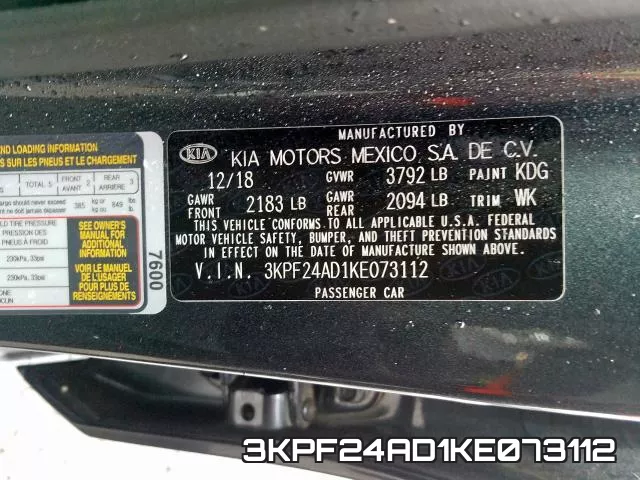 3KPF24AD1KE073112 фото 2