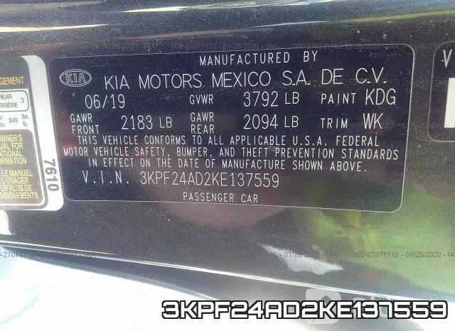 3KPF24AD2KE137559 фото 10