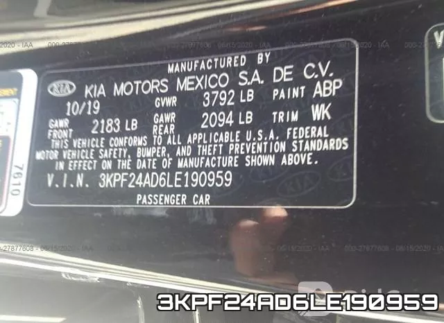 3KPF24AD6LE190959 фото 10