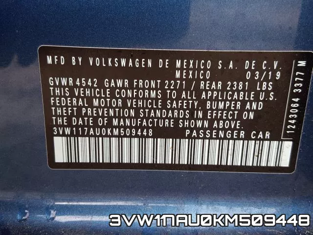3VW117AU0KM509448 фото 2