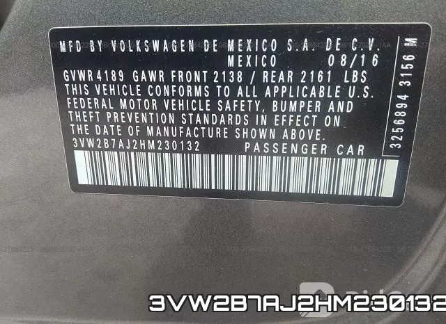 3VW2B7AJ2HM230132 фото 10