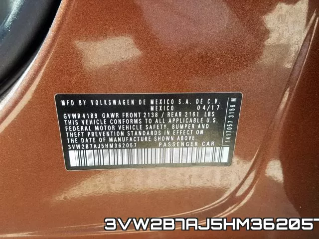 3VW2B7AJ5HM362057 фото 2