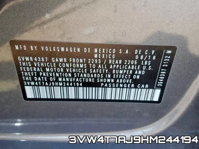 3VW4T7AJ9HM244194 фото 2