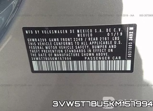 3VW5T7BU5KM157994 фото 10