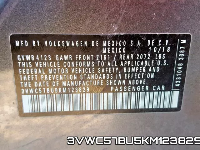 3VWC57BU5KM123829 фото 2