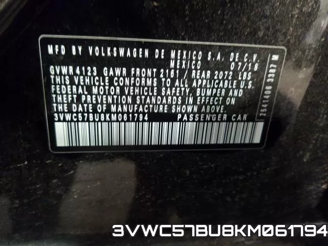 3VWC57BU8KM061794 фото 2