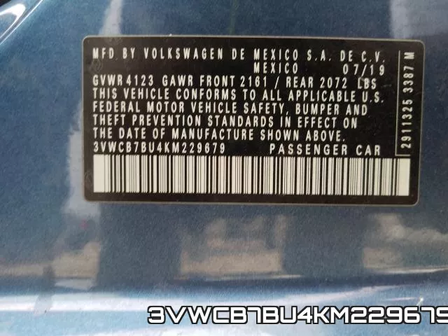 3VWCB7BU4KM229679 фото 2