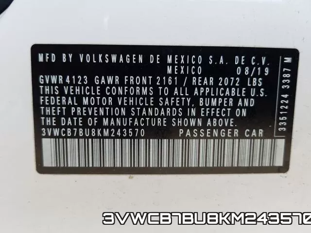 3VWCB7BU8KM243570 фото 2