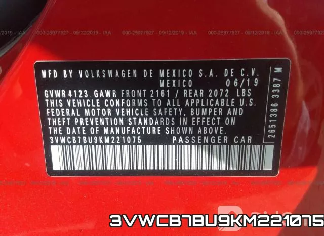 3VWCB7BU9KM221075 фото 10