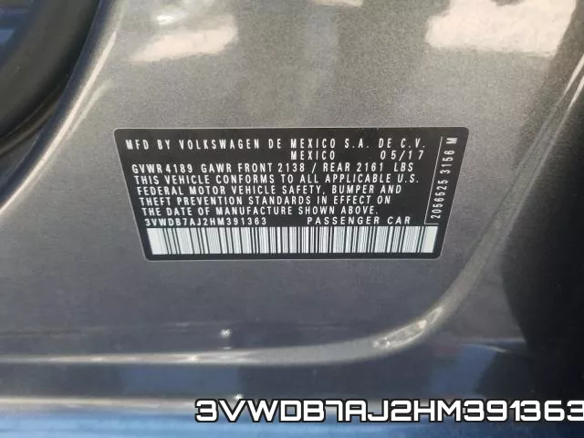 3VWDB7AJ2HM391363 фото 2