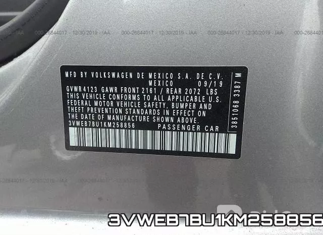3VWEB7BU1KM258856 фото 10