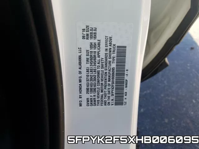 5FPYK2F5XHB006095 фото 2