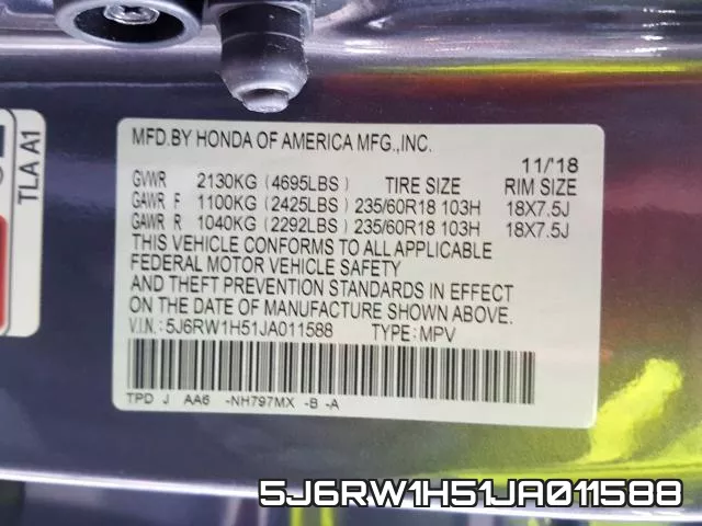 5J6RW1H51JA011588 фото 2