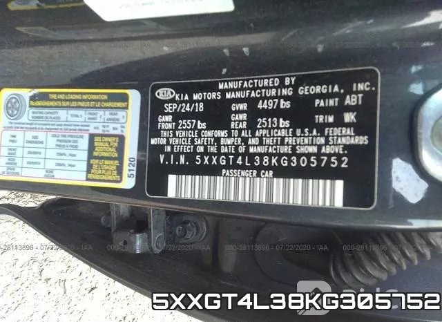 5XXGT4L38KG305752 фото 9