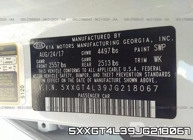 5XXGT4L39JG218067 фото 10
