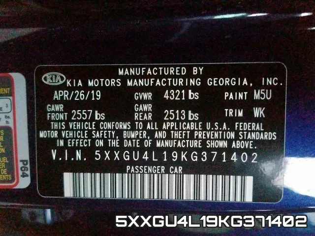5XXGU4L19KG371402 фото 2
