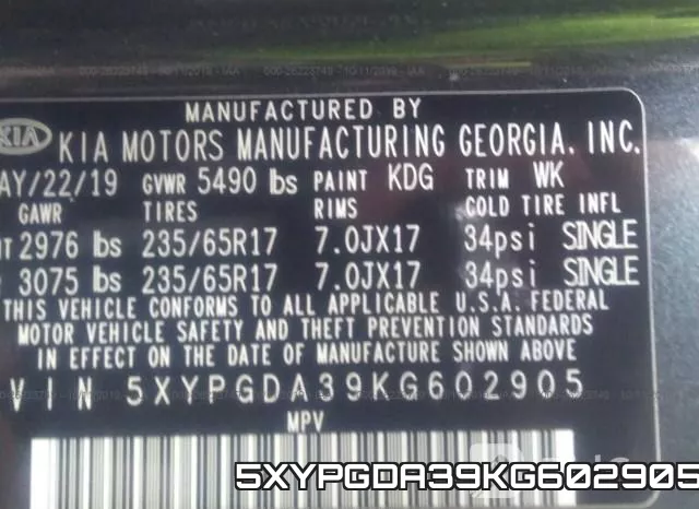 5XYPGDA39KG602905 фото 10
