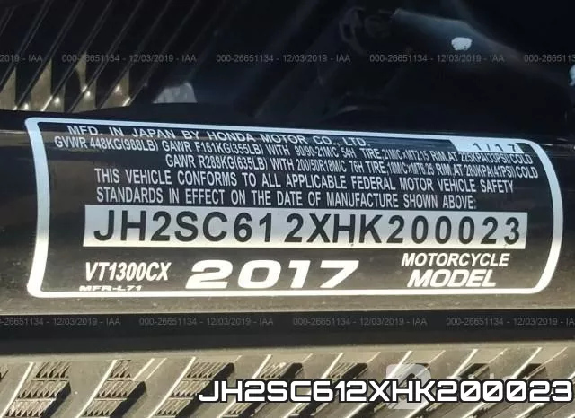JH2SC612XHK200023 фото 2