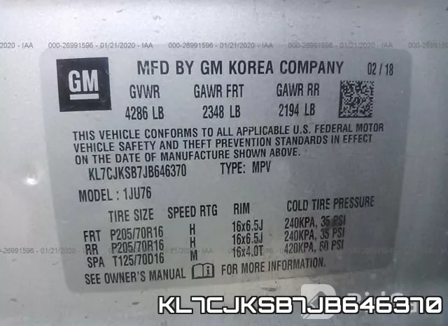 KL7CJKSB7JB646370 фото 10