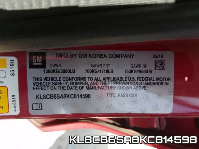 KL8CB6SA8KC814598 фото 2