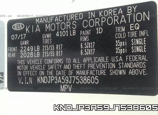 KNDJP3A59J7538605 фото 10