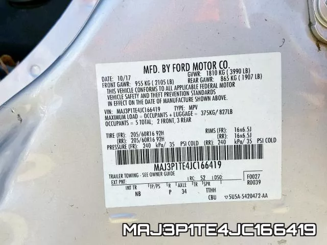 MAJ3P1TE4JC166419 фото 2