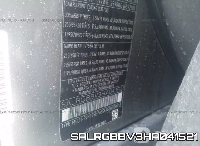 SALRGBBV3HA041521 фото 10