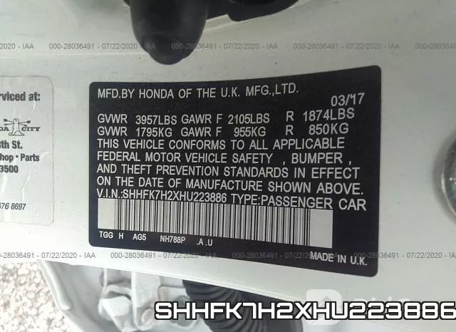 SHHFK7H2XHU223886 фото 10