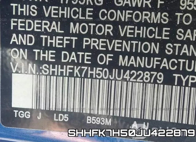 SHHFK7H50JU422879 фото 10