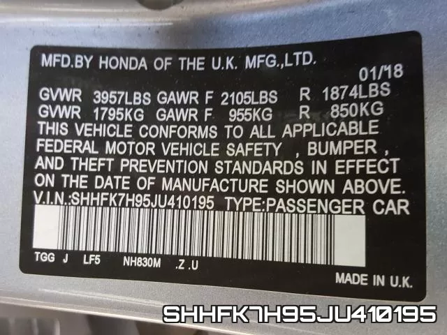 SHHFK7H95JU410195 фото 2