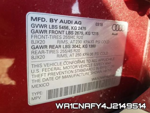 WA1CNAFY4J2149514 фото 2