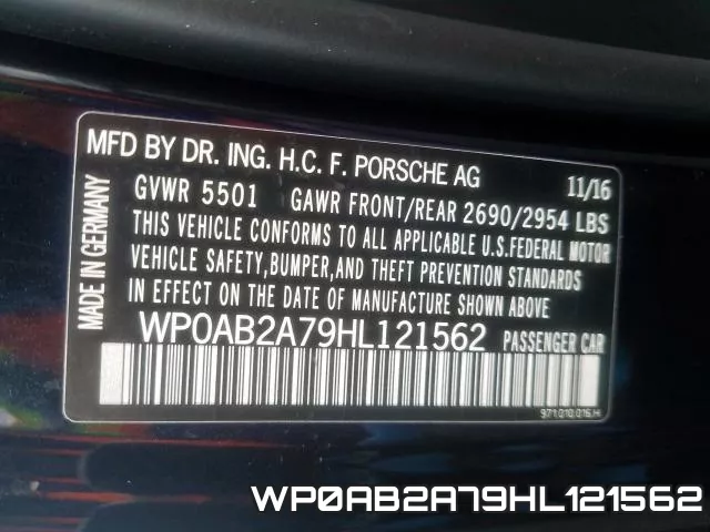 WP0AB2A79HL121562 фото 2